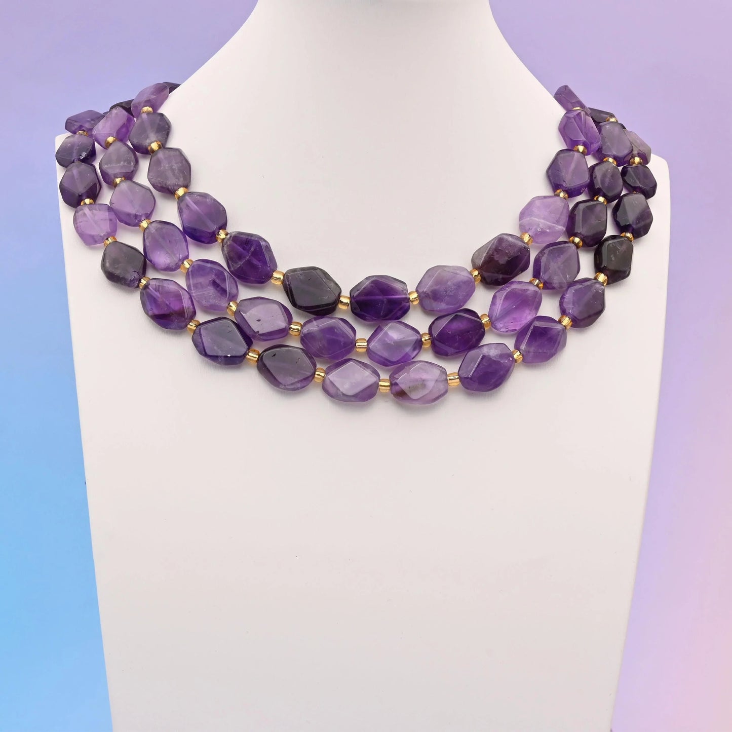 Amethyst beads, smooth rhombus shape, 12x14mm