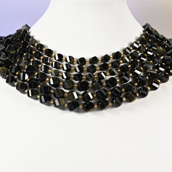 Gold Obsidian beads, spiral twist shape, 8mm and 10mm