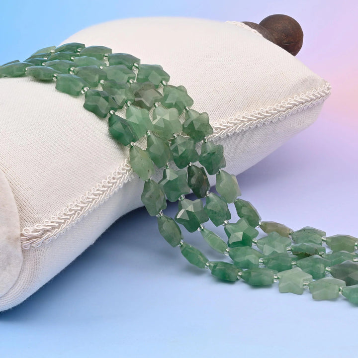 Green Aventurine 5 Pointed Faceted Star Beads 14mm