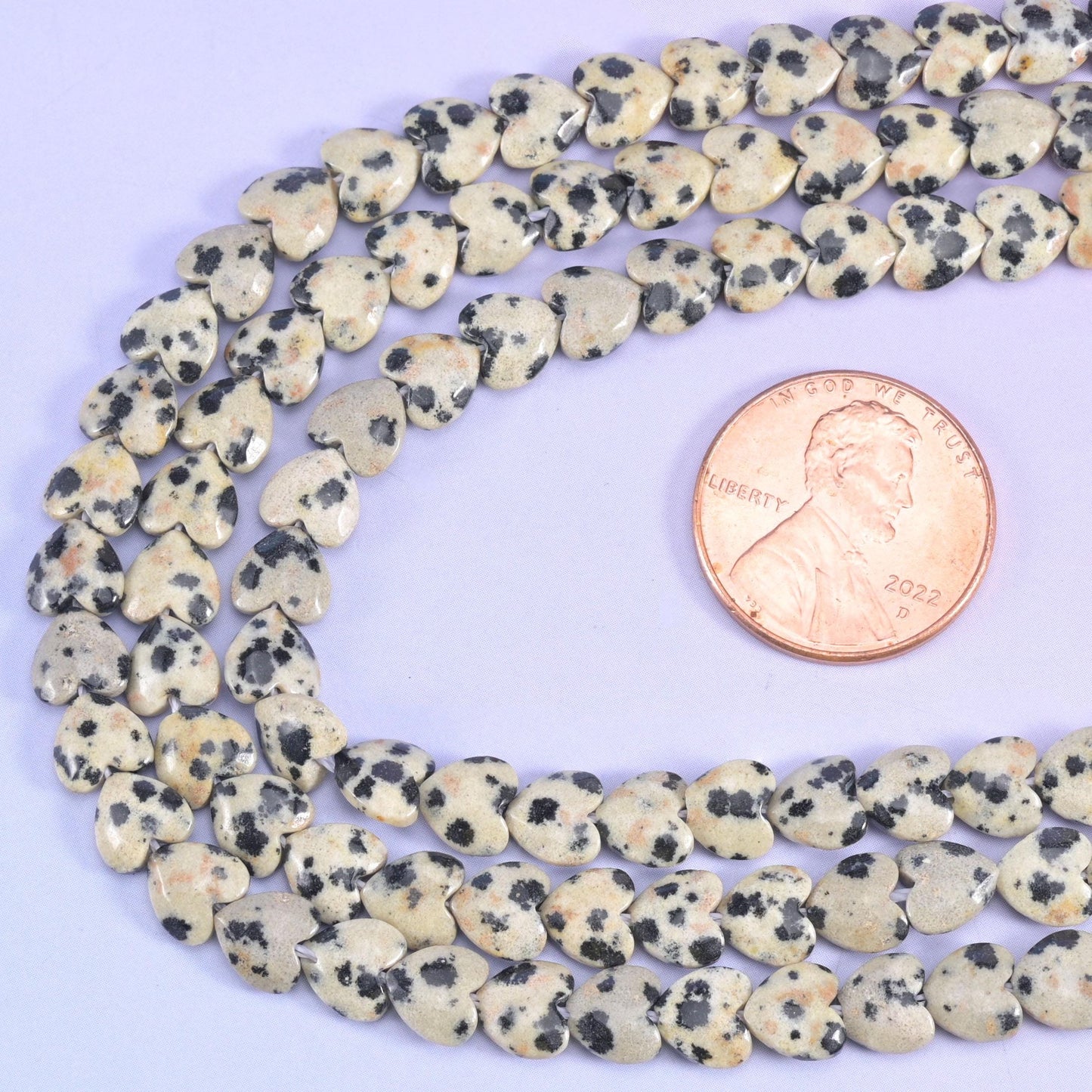 Heart cut Dalmatian Jasper beads