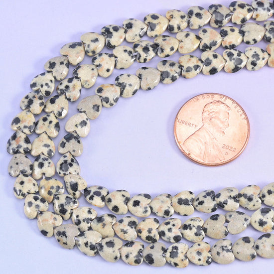 Heart cut Dalmatian Jasper beads
