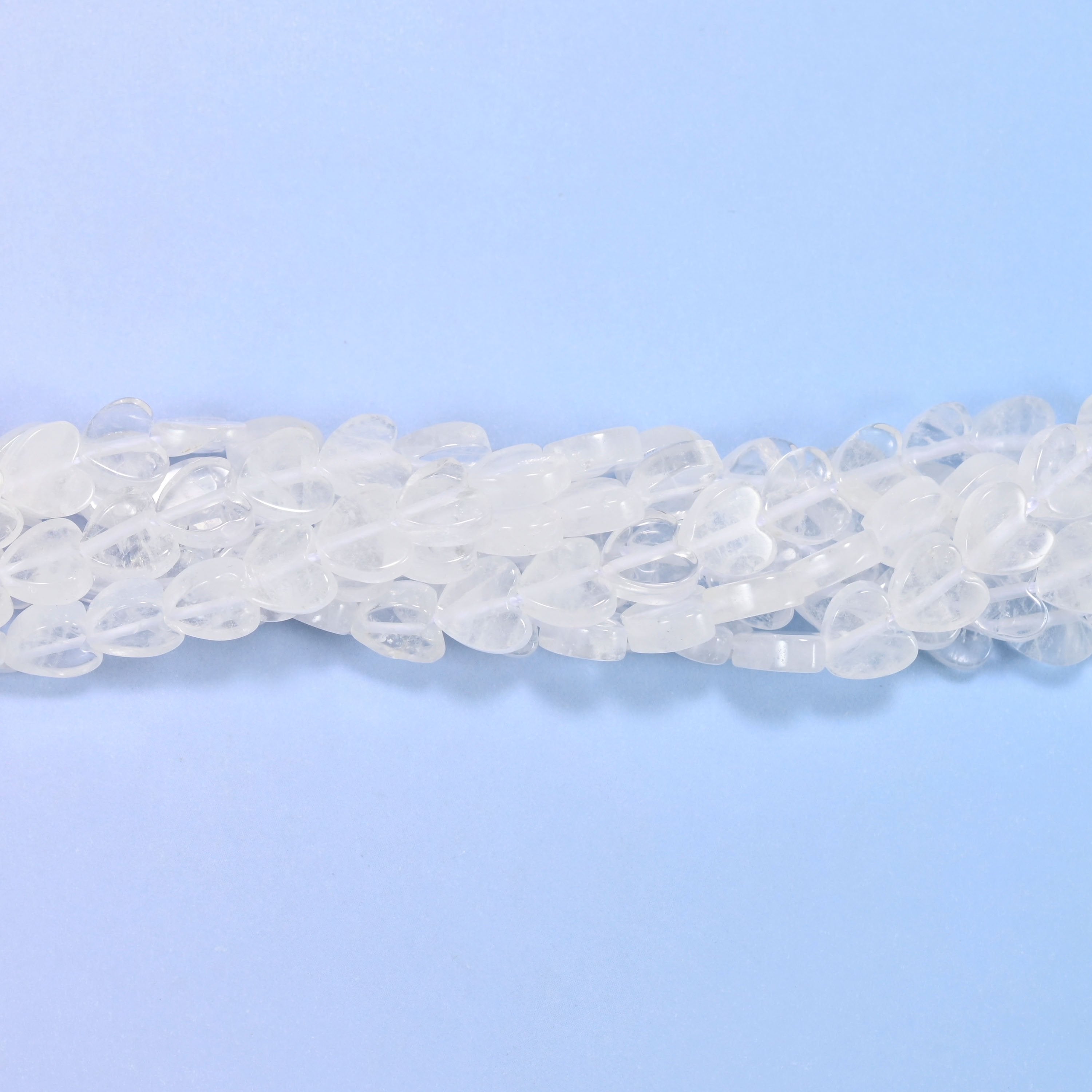 Clear Quartz Flat Heart Beads: Size 6mm, Jewelry Making, 15 Inch Strand