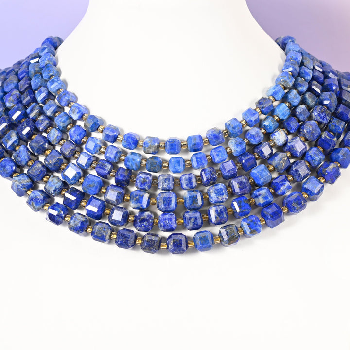 Lapis Lazuli beads, faceted cube, 6mm and 8mm