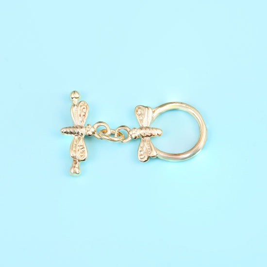 18K Gold Filled Dragonfly Toggle Clasp