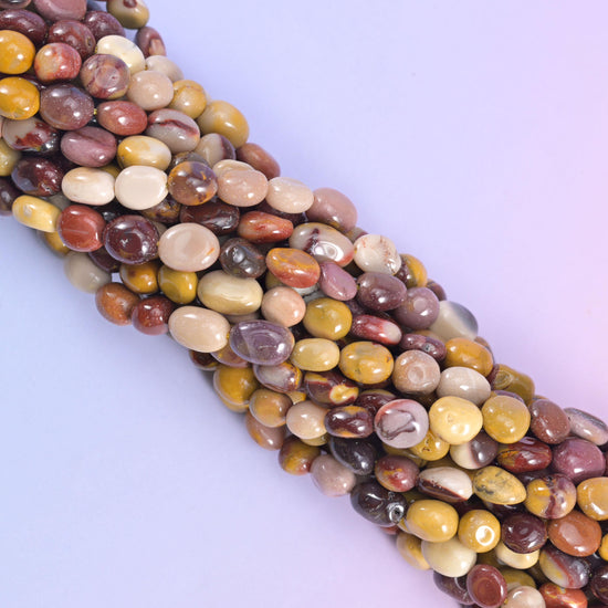 Tumbled pebble nugget cut Mookaite jasper beads
