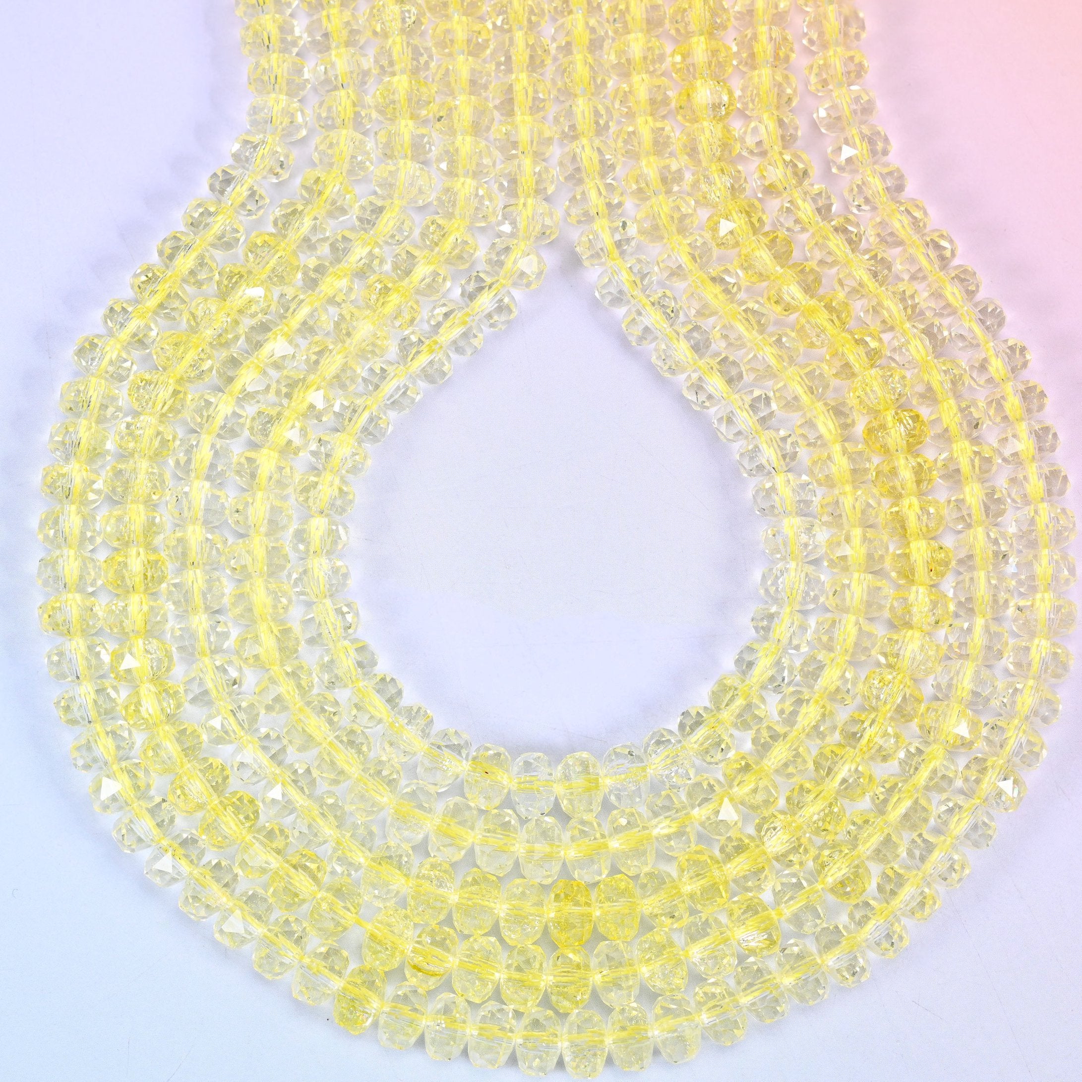 Transparent Yellow Faceted Rondelle Glass Beads, hole approximately 1.2mm