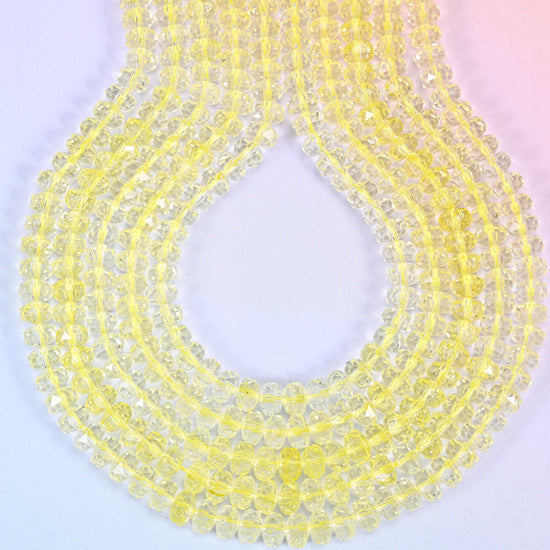 Transparent Yellow Faceted Rondelle Glass Beads, hole approximately 1.2mm
