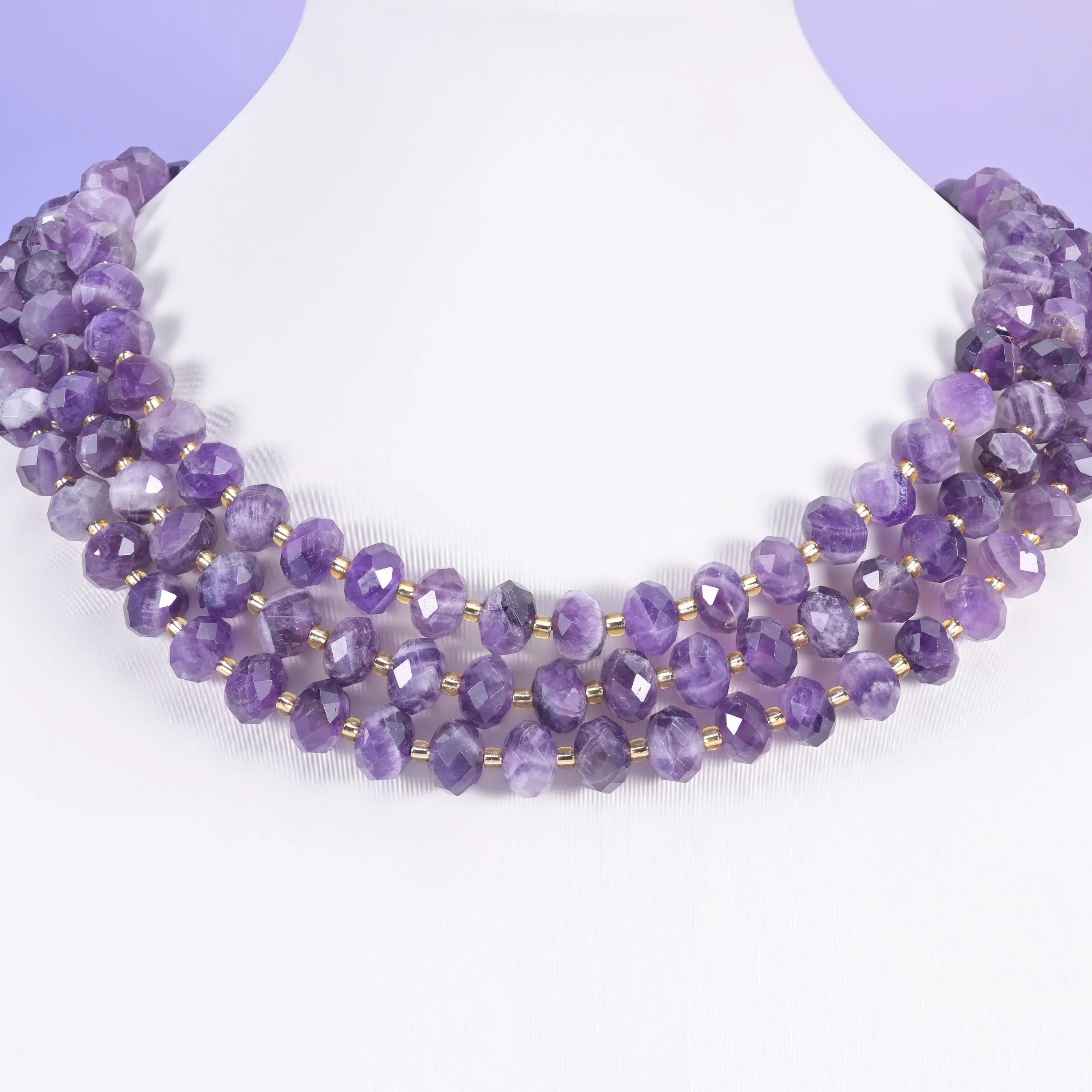 Chevron Amethyst beads, faceted rondelle, 6 x 10mm