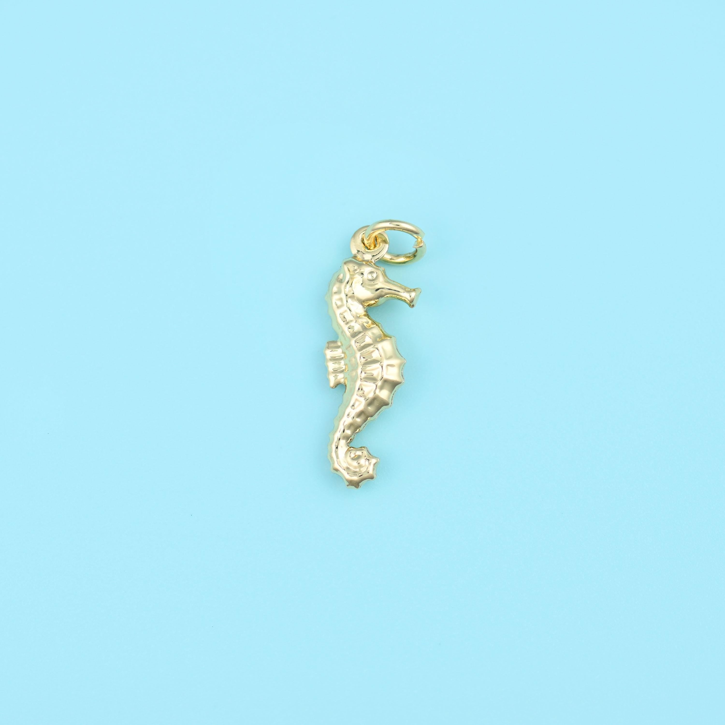Brass, 18K Gold Filled — lead free and nickel free beads, seahorse, 20.84 x 8.05mm