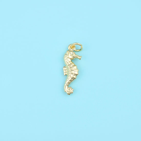Brass, 18K Gold Filled — lead free and nickel free beads, seahorse, 20.84 x 8.05mm