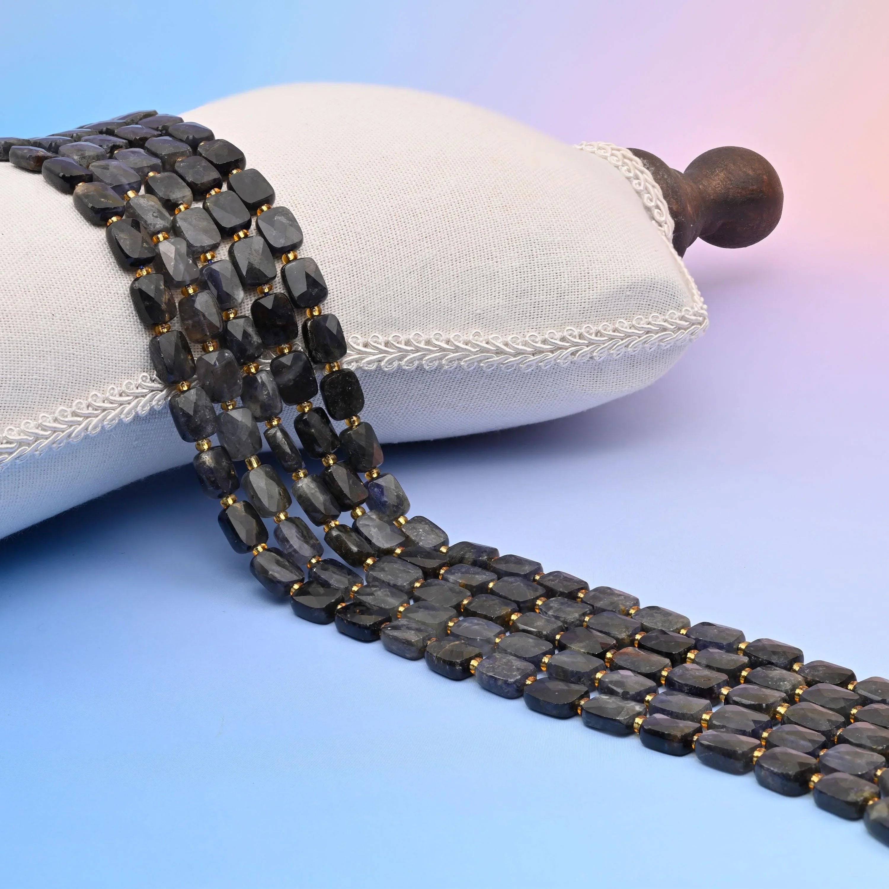 Iolite Faceted Rectangular Beads 10x8mm