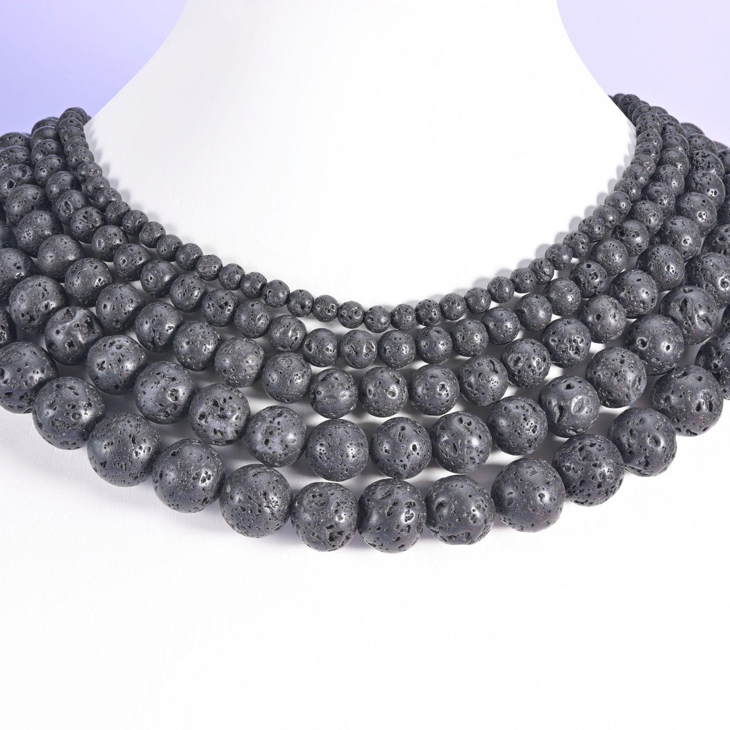 Lava rock round beads, 15 inch strand