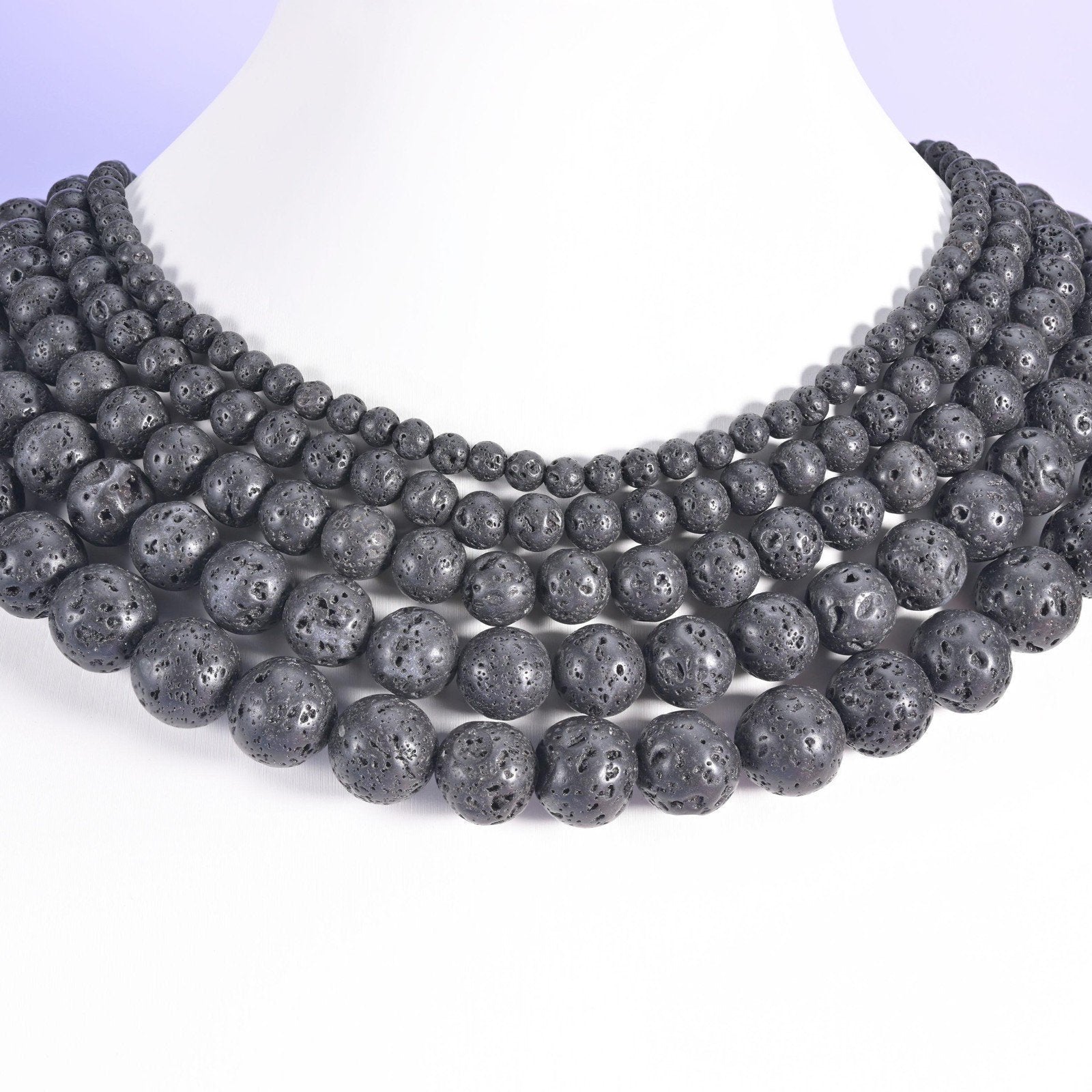 Lava rock round beads, 15 inch strand