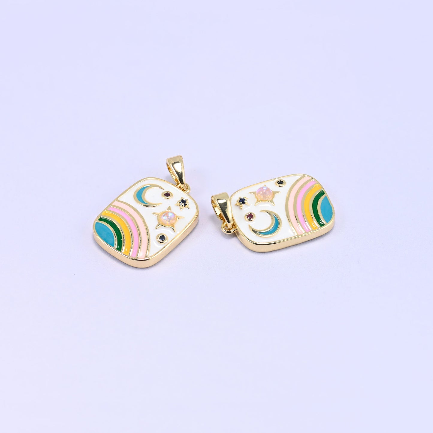 Rainbow Moon Star Charm Pendant, bail approximately 6.0mm x 2.95mm