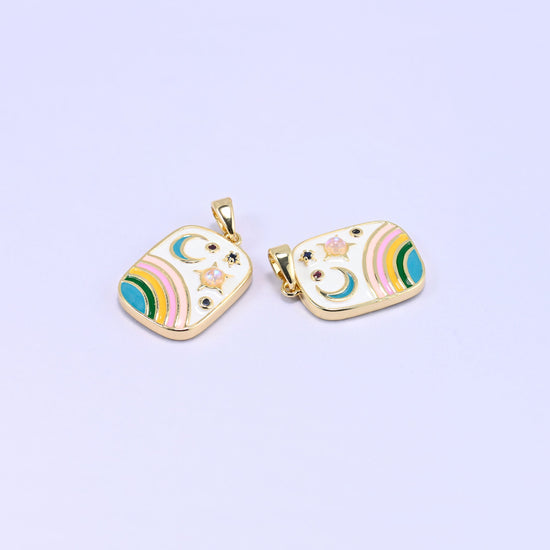 Rainbow Moon Star Charm Pendant, bail approximately 6.0mm x 2.95mm