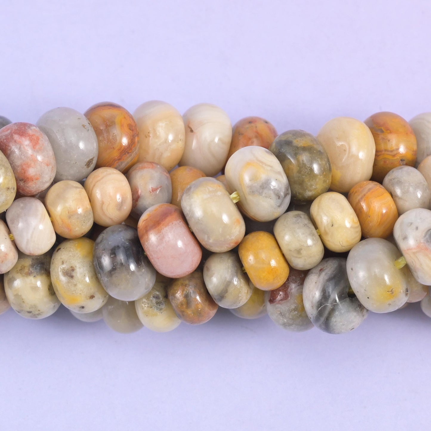 Natural Crazy Lace Agate smooth rondelle beads for bracelets, necklaces, and earrings