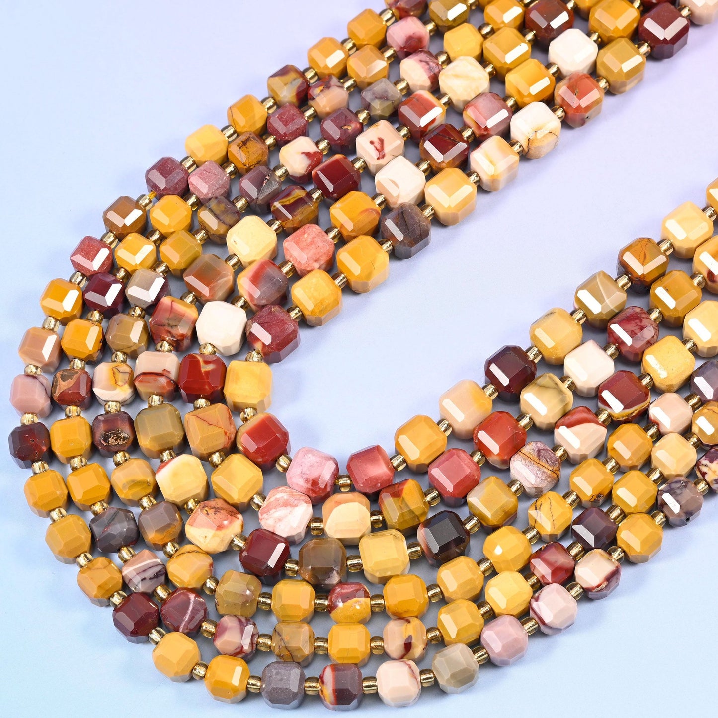 Mookaite Jasper Faceted Cube Beads, 15 inch strand