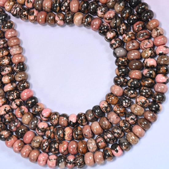 Rhodonite Rondelle Beads: 2.5mm Hole Size, Full Strand, Jewelry Making