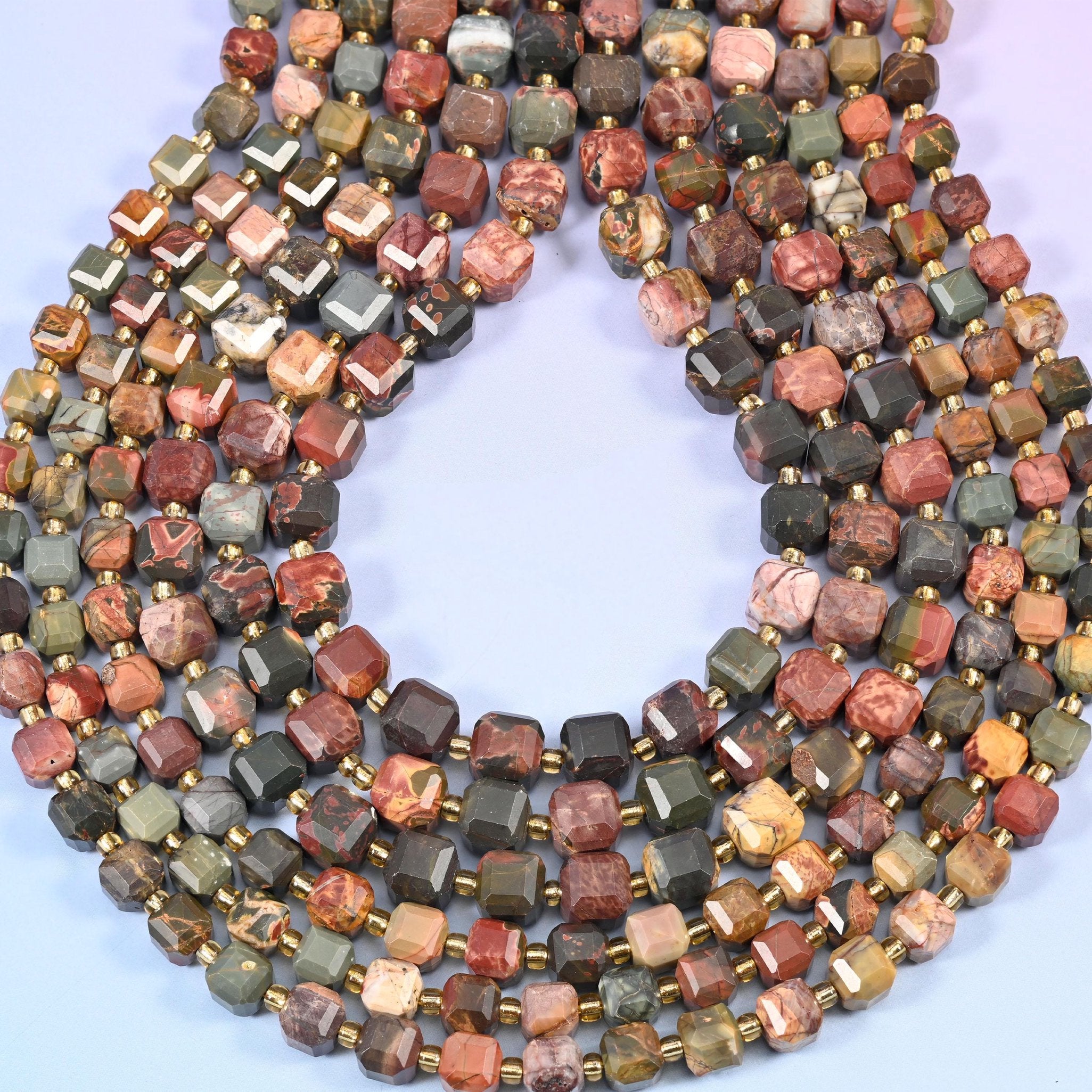Red Howlite Faceted Cube Beads, 1.2mm hole