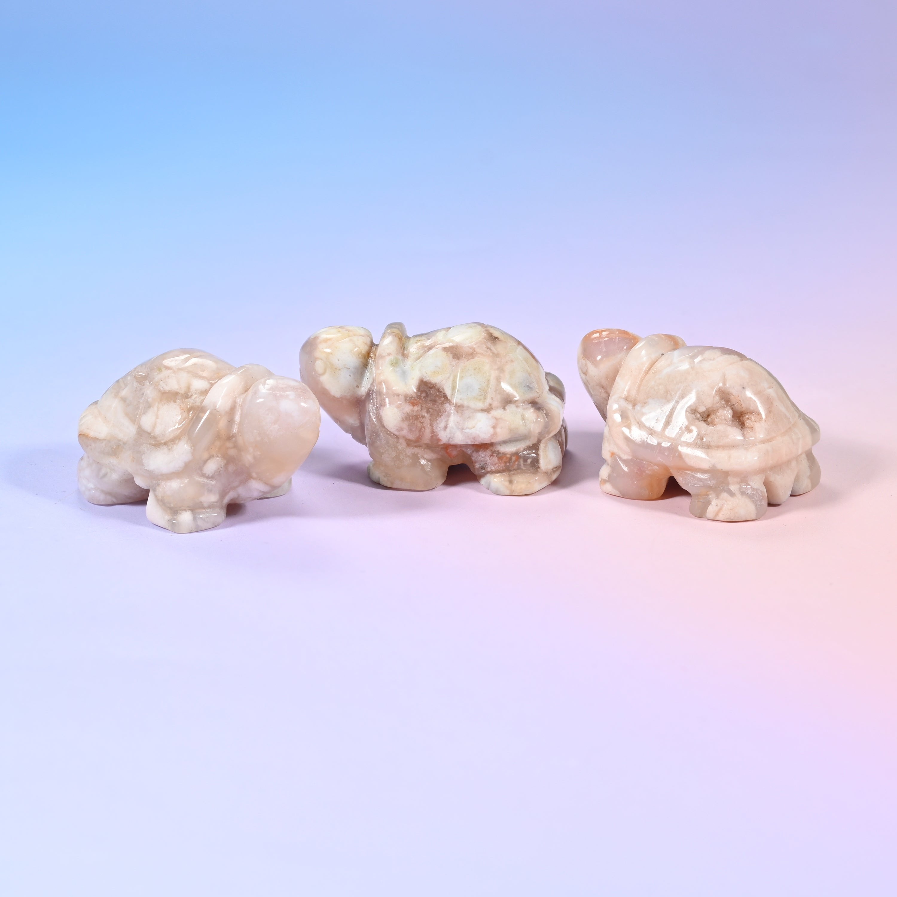 Hand-carved turtle figurine in natural gemstone