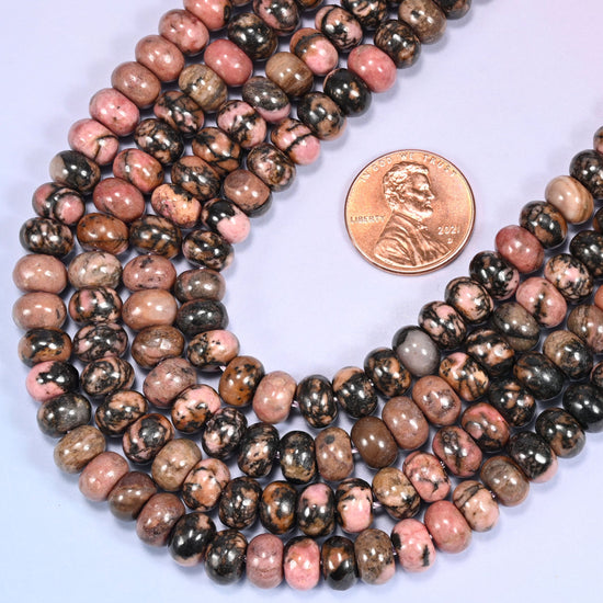 Rhodonite Rondelle Beads: 2.5mm Hole Size, Full Strand, Jewelry Making