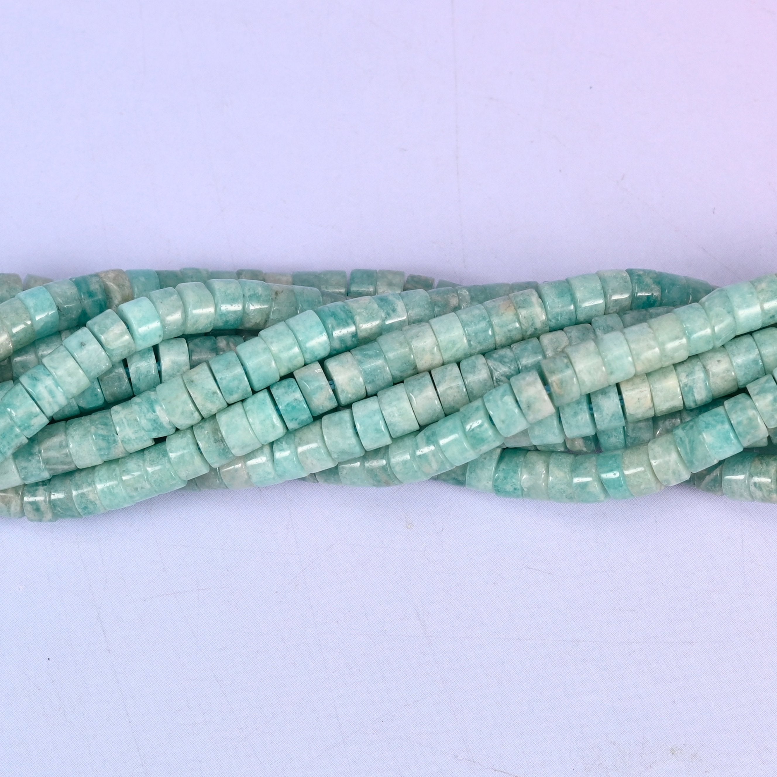 Blue Amazonite Smooth Heishi Disc Beads 2x4mm, approximately 180 beads