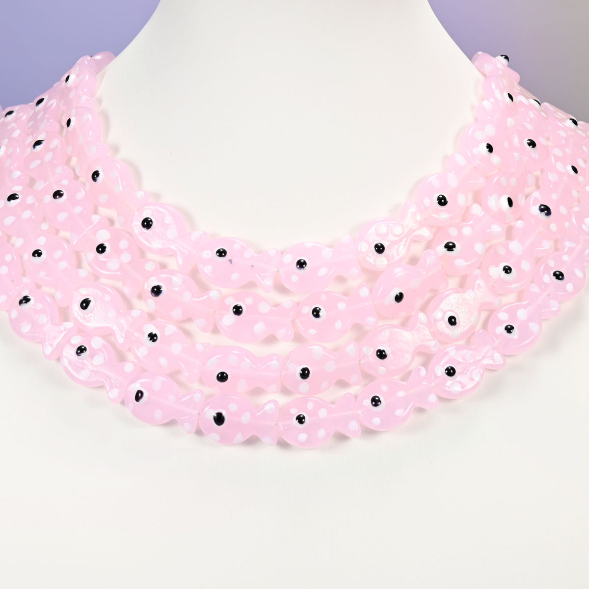 Blush pink fish glass beads, 19x12mm