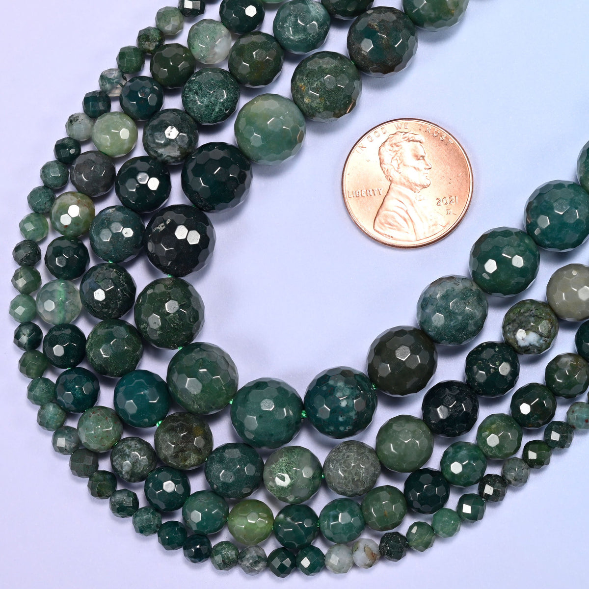 Moss Agate Faceted Round Beads 4mm 6mm 8mm 10mm Jewelry Making 15 Inch Strand