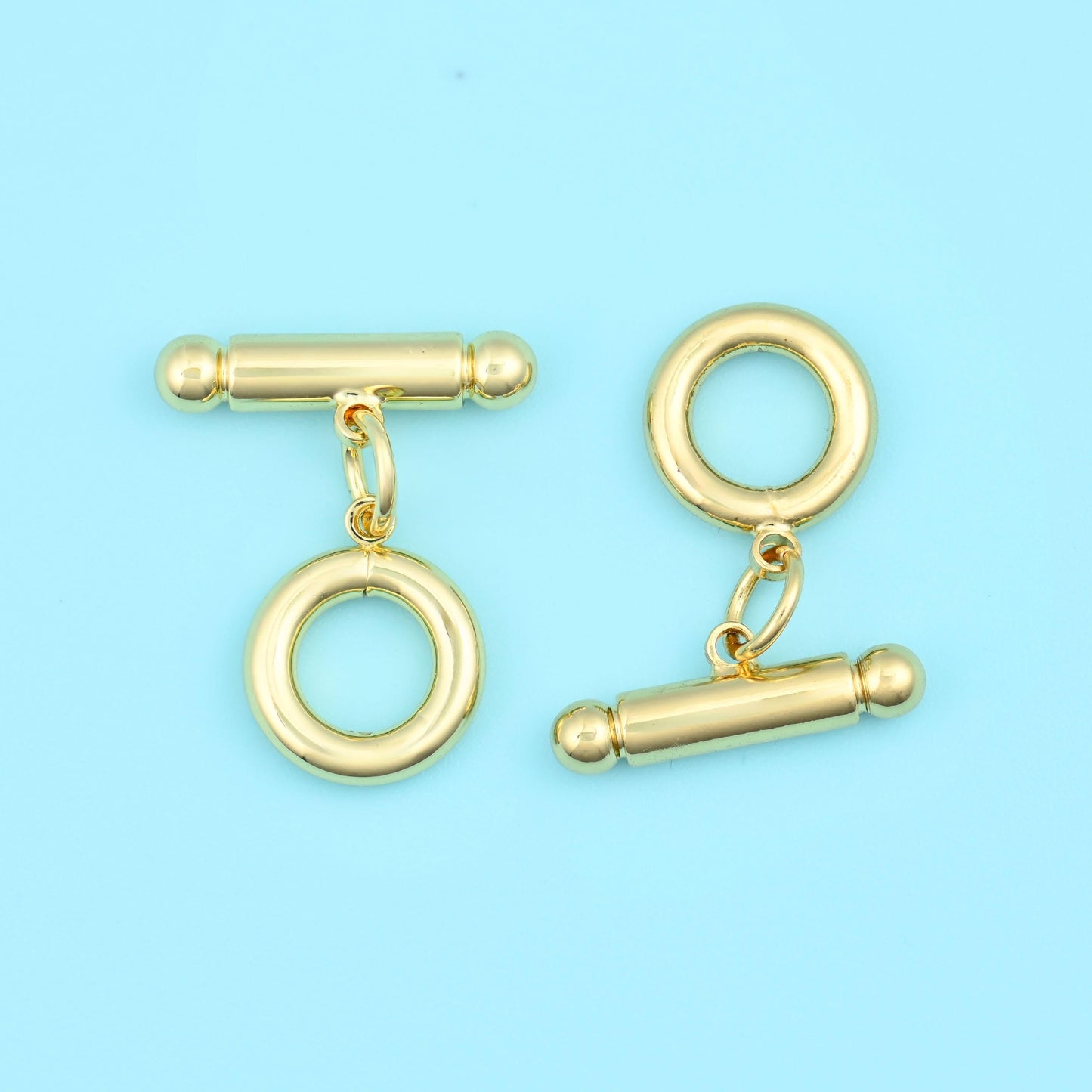 18K Gold Filled Small Round Toggle Clasp 9.57mm in warm gold