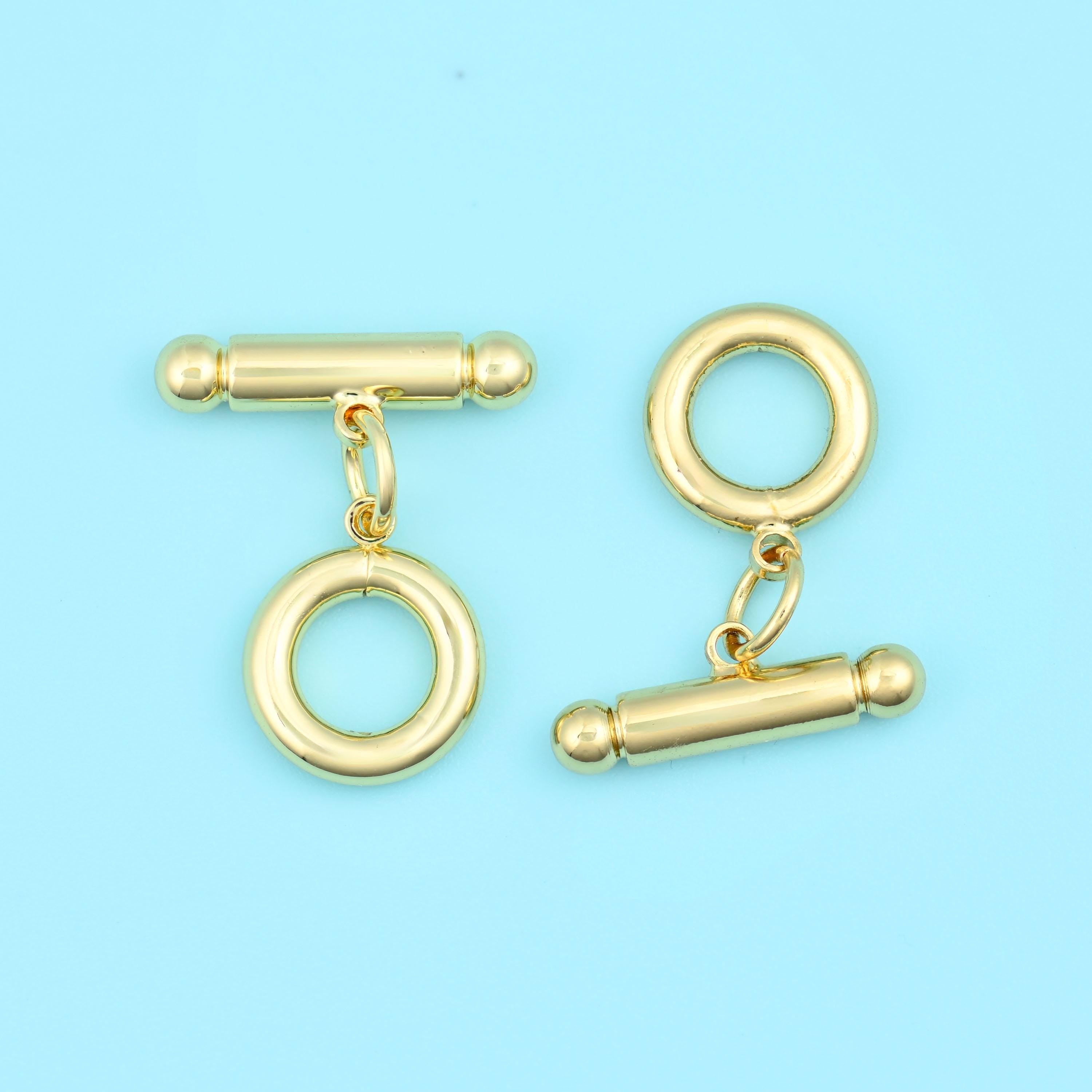 18K Gold Filled Small Round Toggle Clasp 9.57mm in warm gold