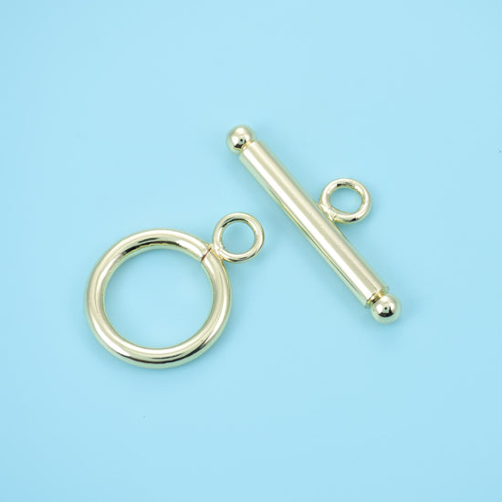 Round toggle lock clasp, brass with 14K gold filled finish