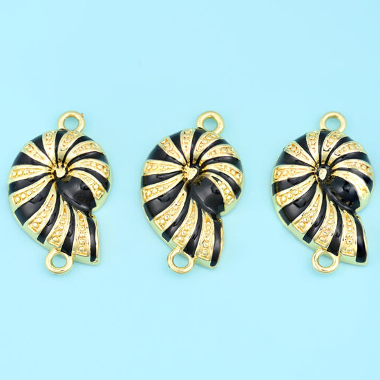 18K Gold Filled Enamel Sea Shell Charm Connectors for DIY Jewelry Making Supply