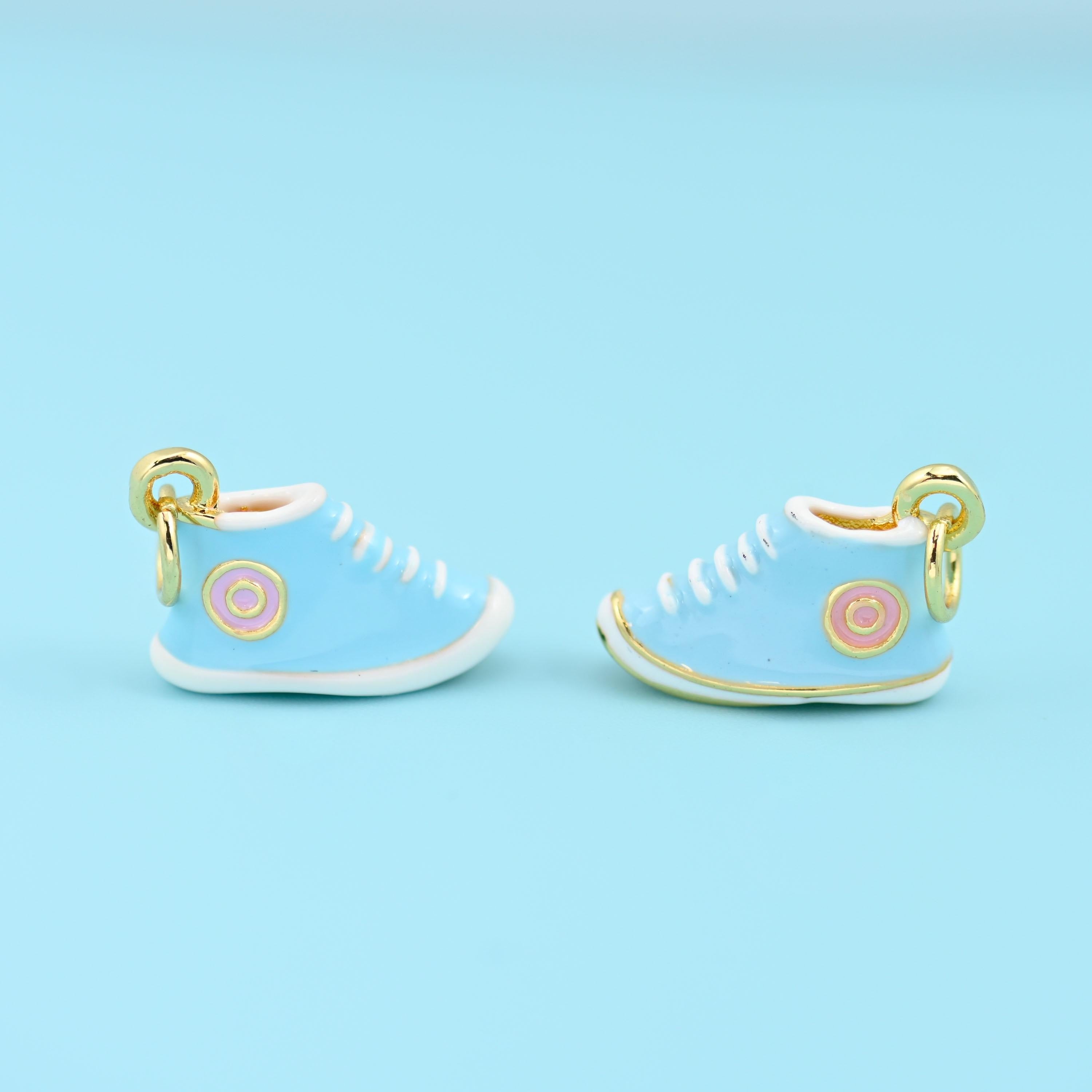 18K Gold Filled Enamel Sneaker Pendant 16.8x11mm