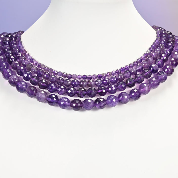 Amethyst beads, faceted round, 4mm, 6mm, 8mm, or 10mm