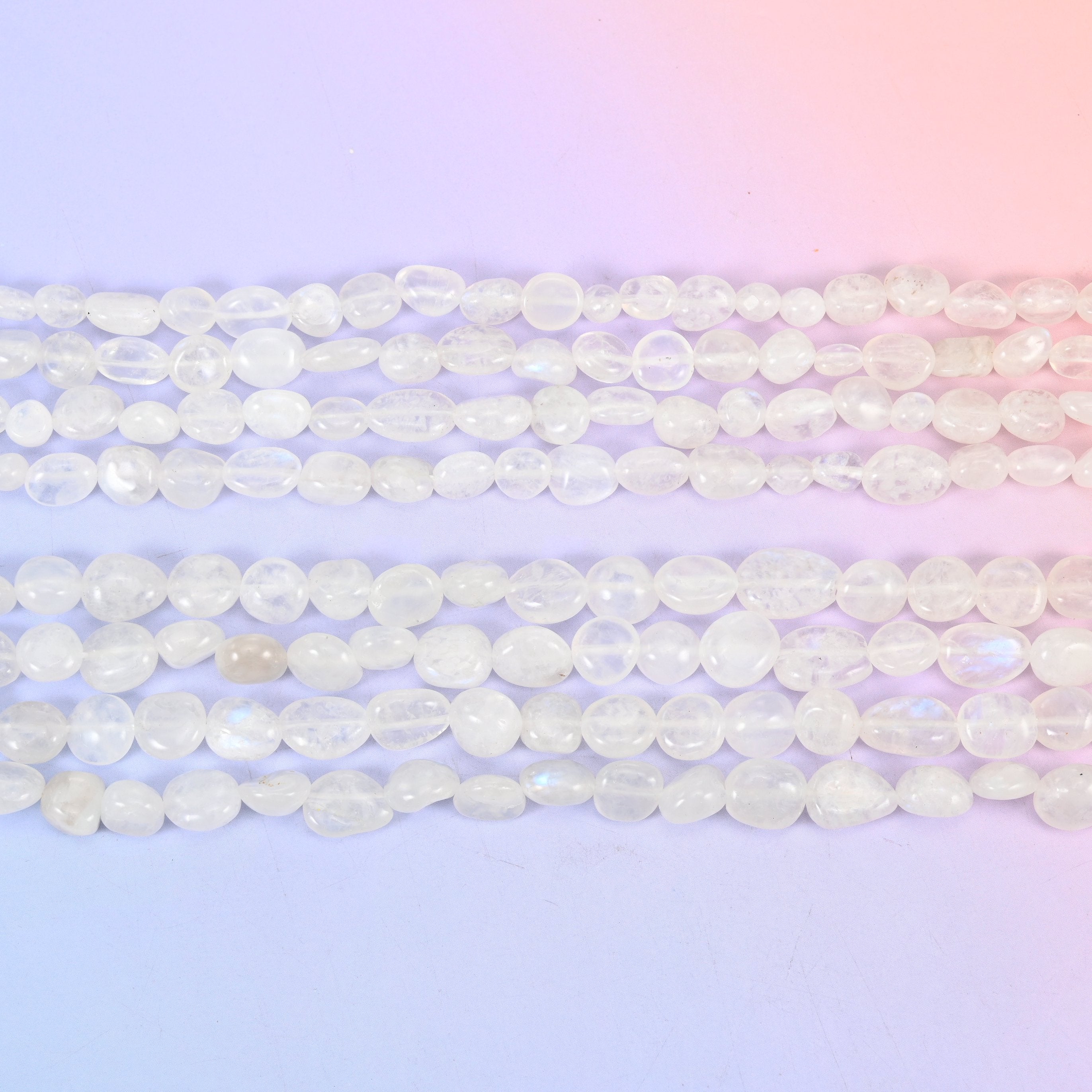 White Moonstone Pebble Nugget Beads 6-8mm 8-12mm Jewelry Making 15.5" Strand