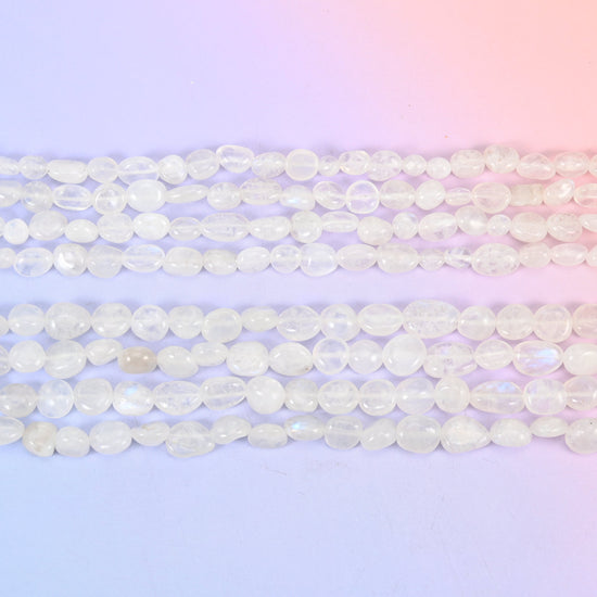 White Moonstone Pebble Nugget Beads 6-8mm 8-12mm Jewelry Making 15.5" Strand