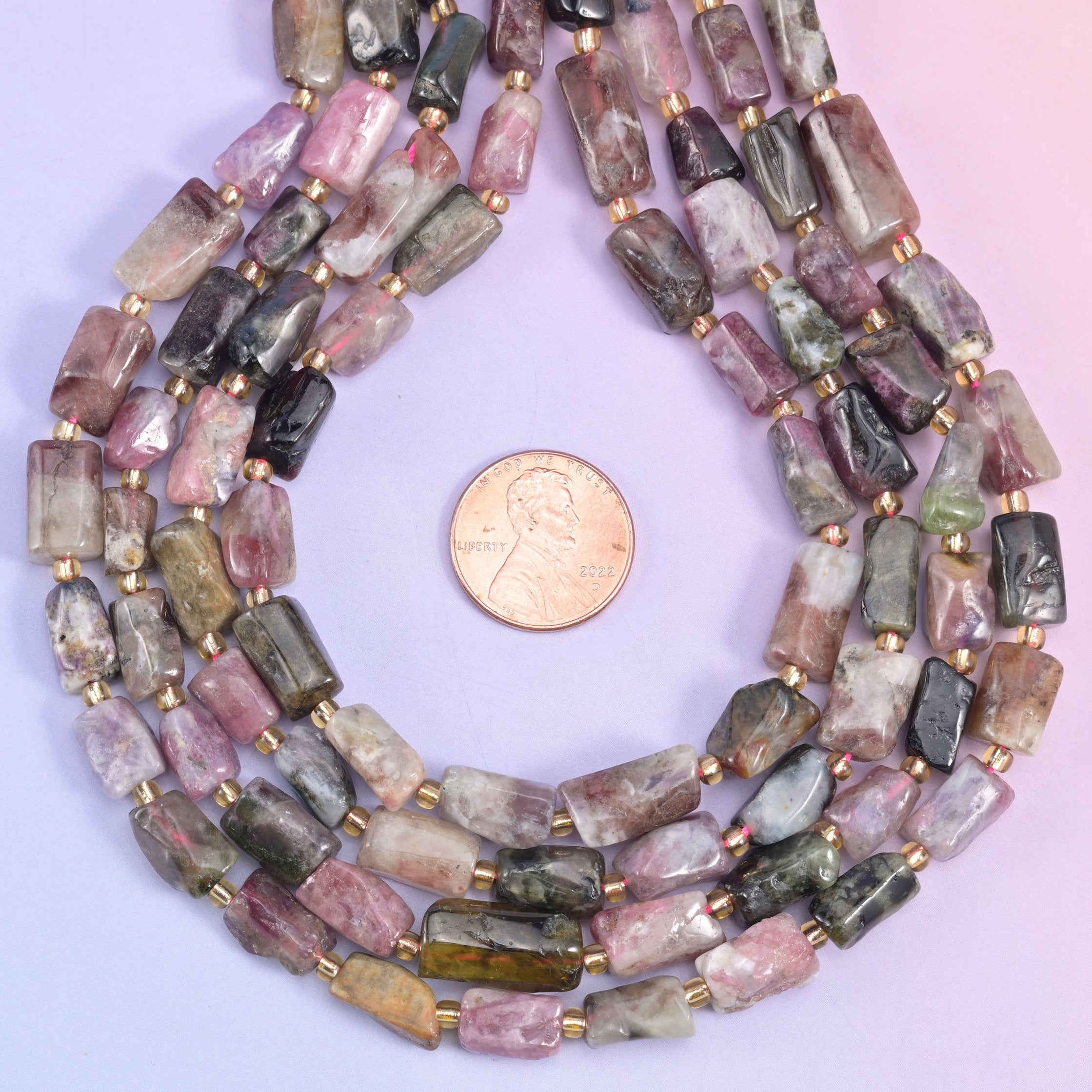 Tourmaline Faceted Tube Beads Size Varies Jewelry Making 15.5 Inch Strand