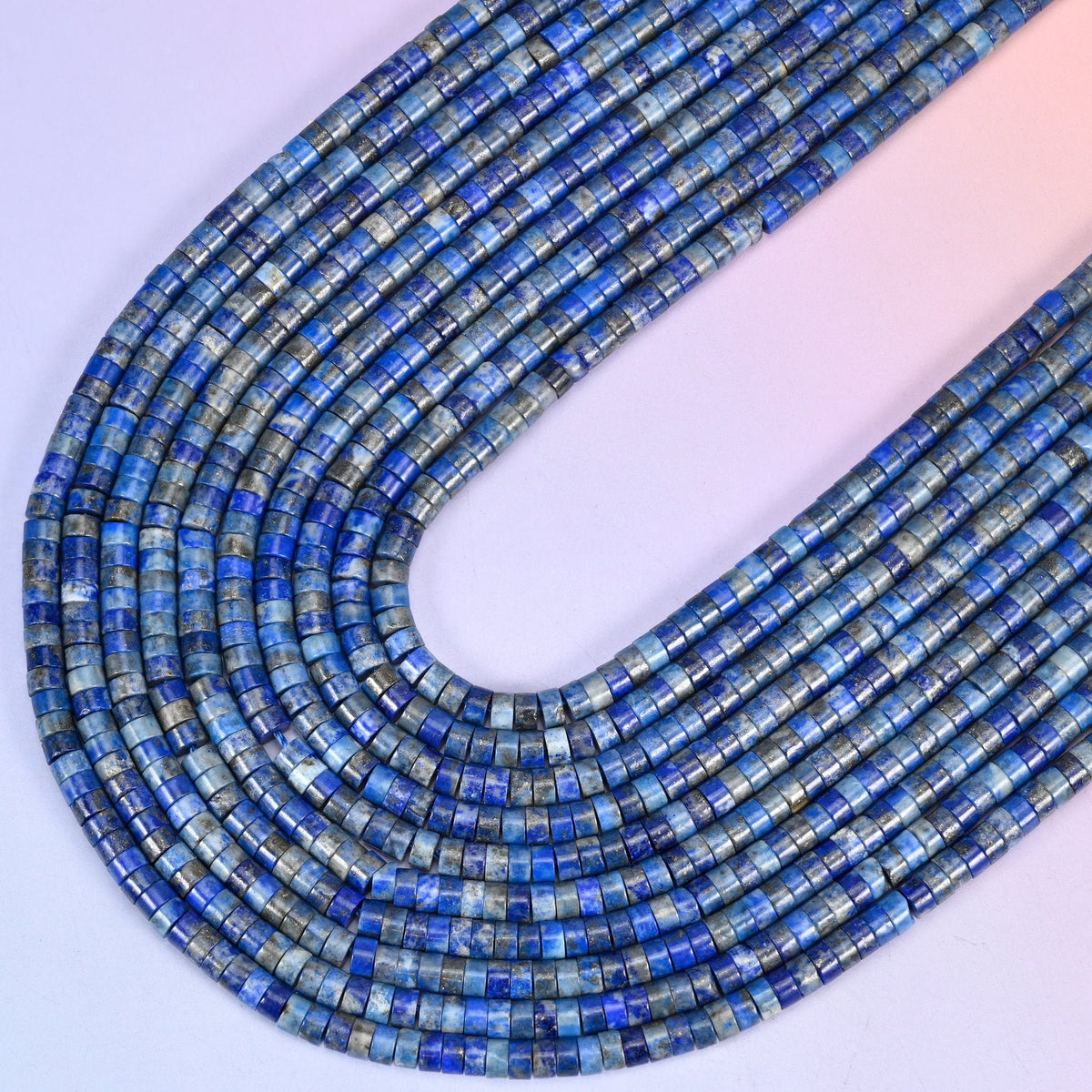 Lapis Lazuli Smooth Heishi Disc Beads, 15.5 inch strand