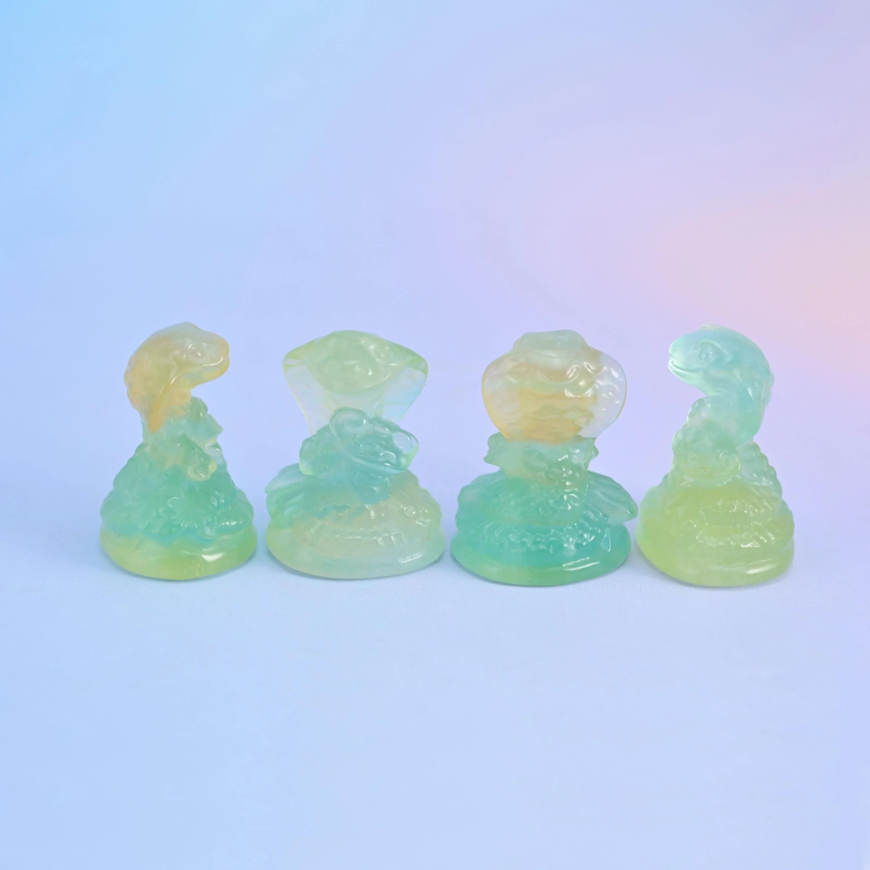 Fluorite cobra snake figurine, approximately 0.8 ounces.