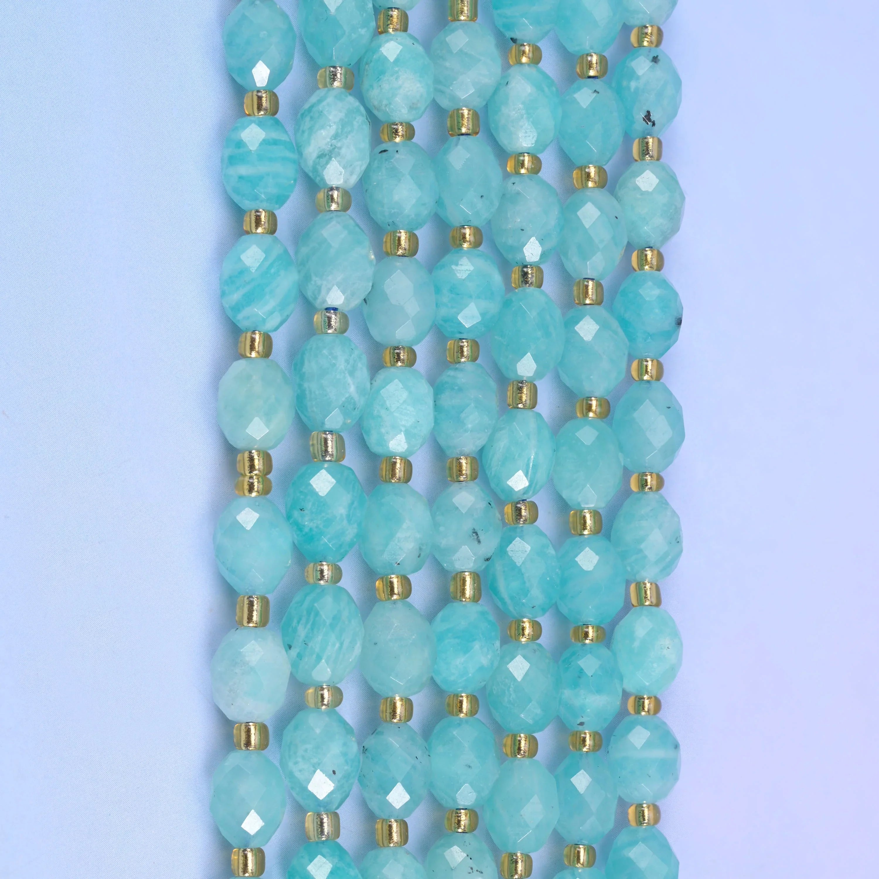 Blue Amazonite rice barrel beads, 1.0mm hole