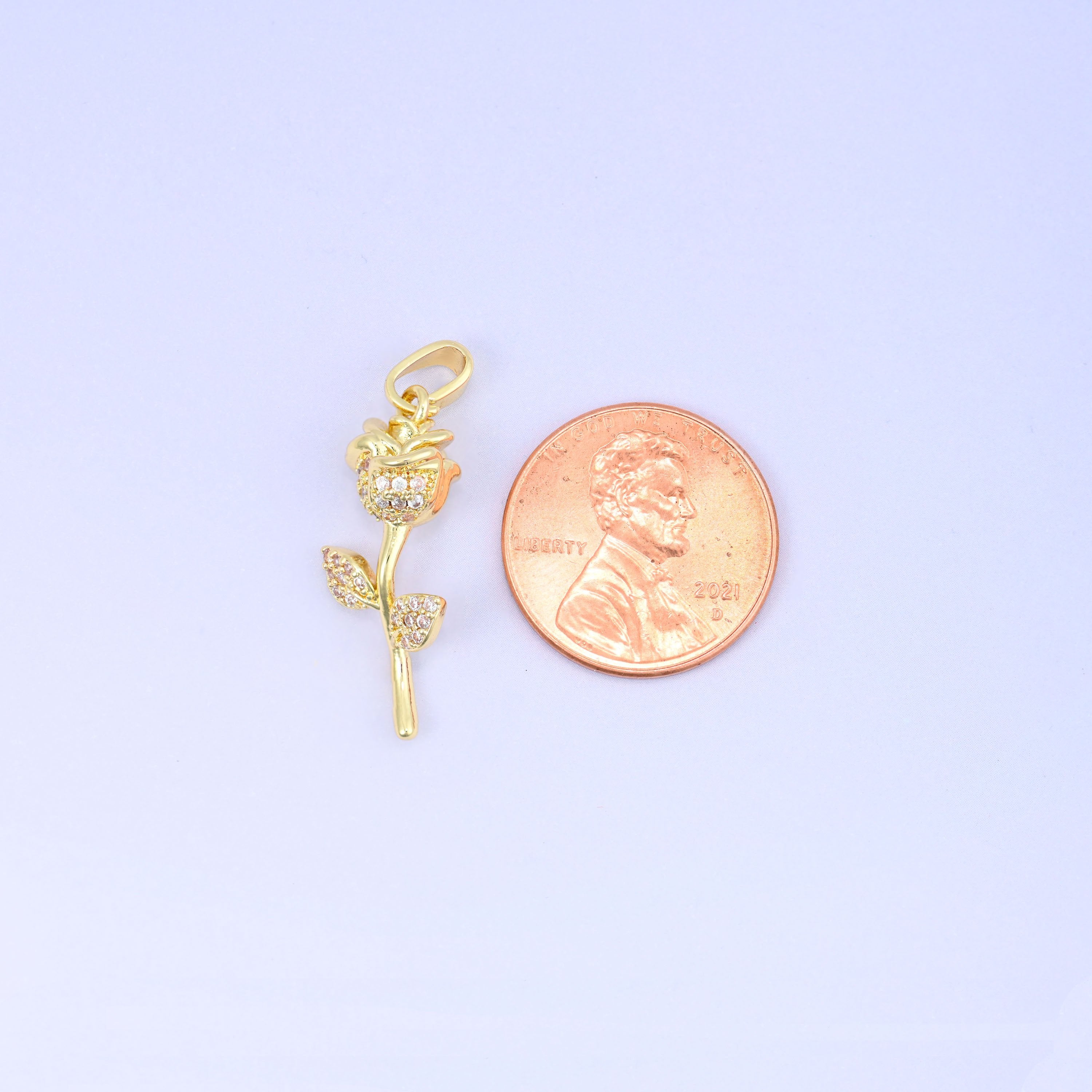 Rose Flower Charm Pendant, bail approximately 5.95mm x 2.95mm