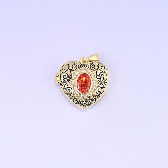 Heart Locket Zircon Pendants: 18K Gold Plated Charms, Jewelry Making Supply