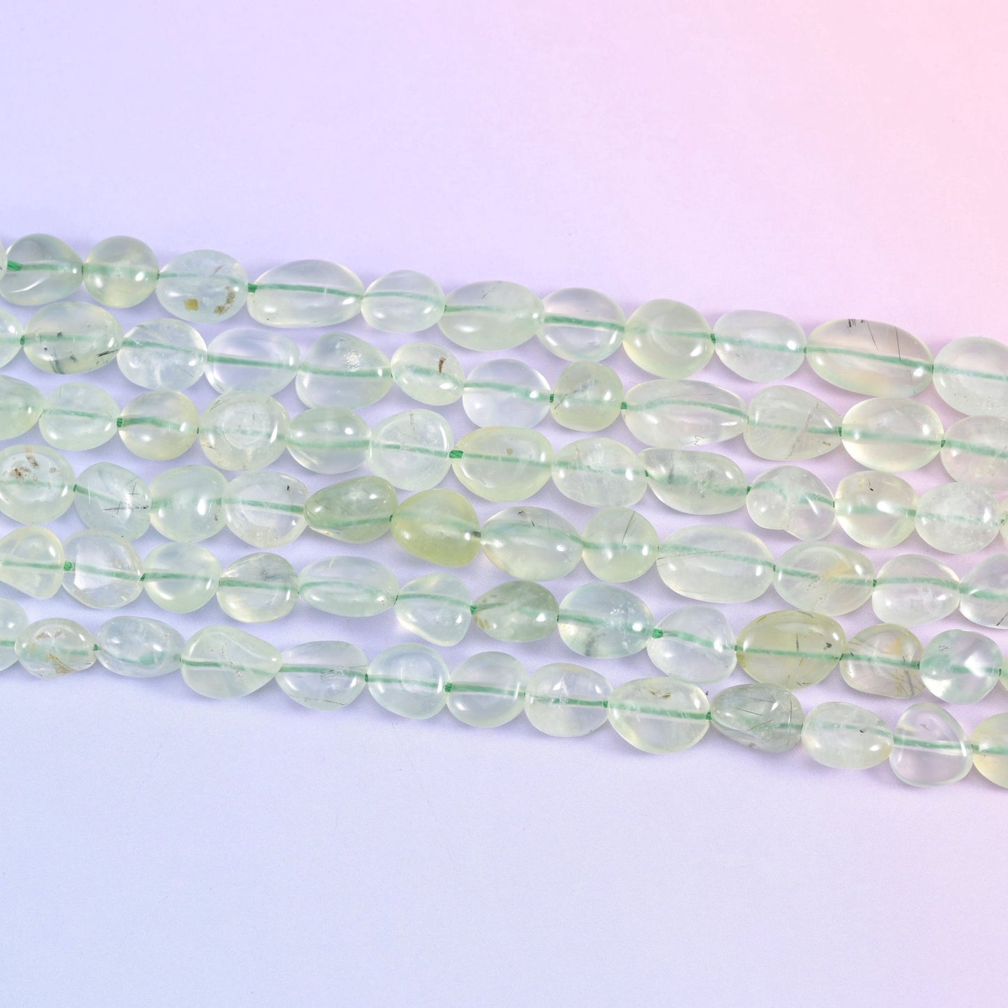 Pebble nugget cut Prehnite beads