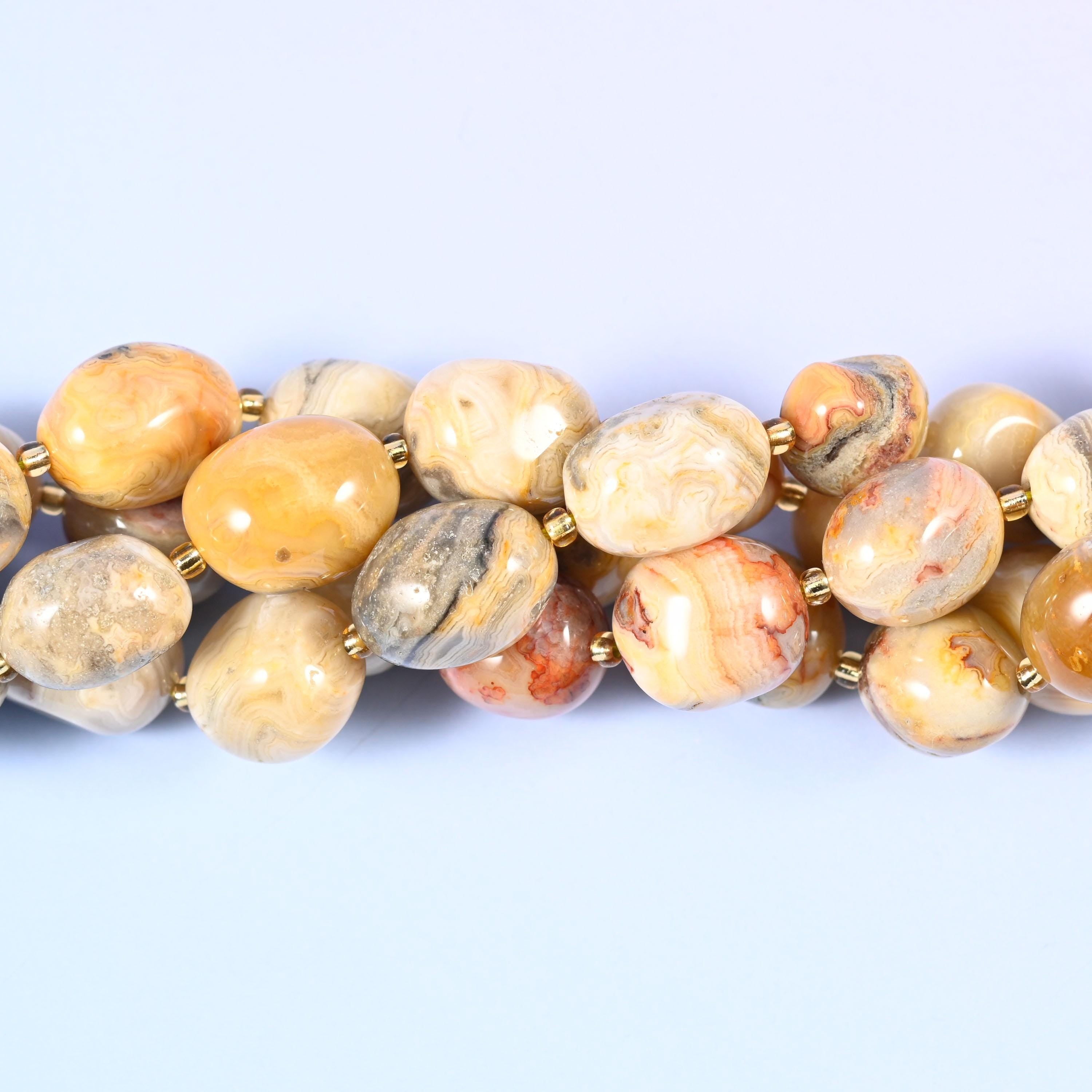 Natural Crazy Agate oval nugget beads with an irregular, organic shape and natural stone variation