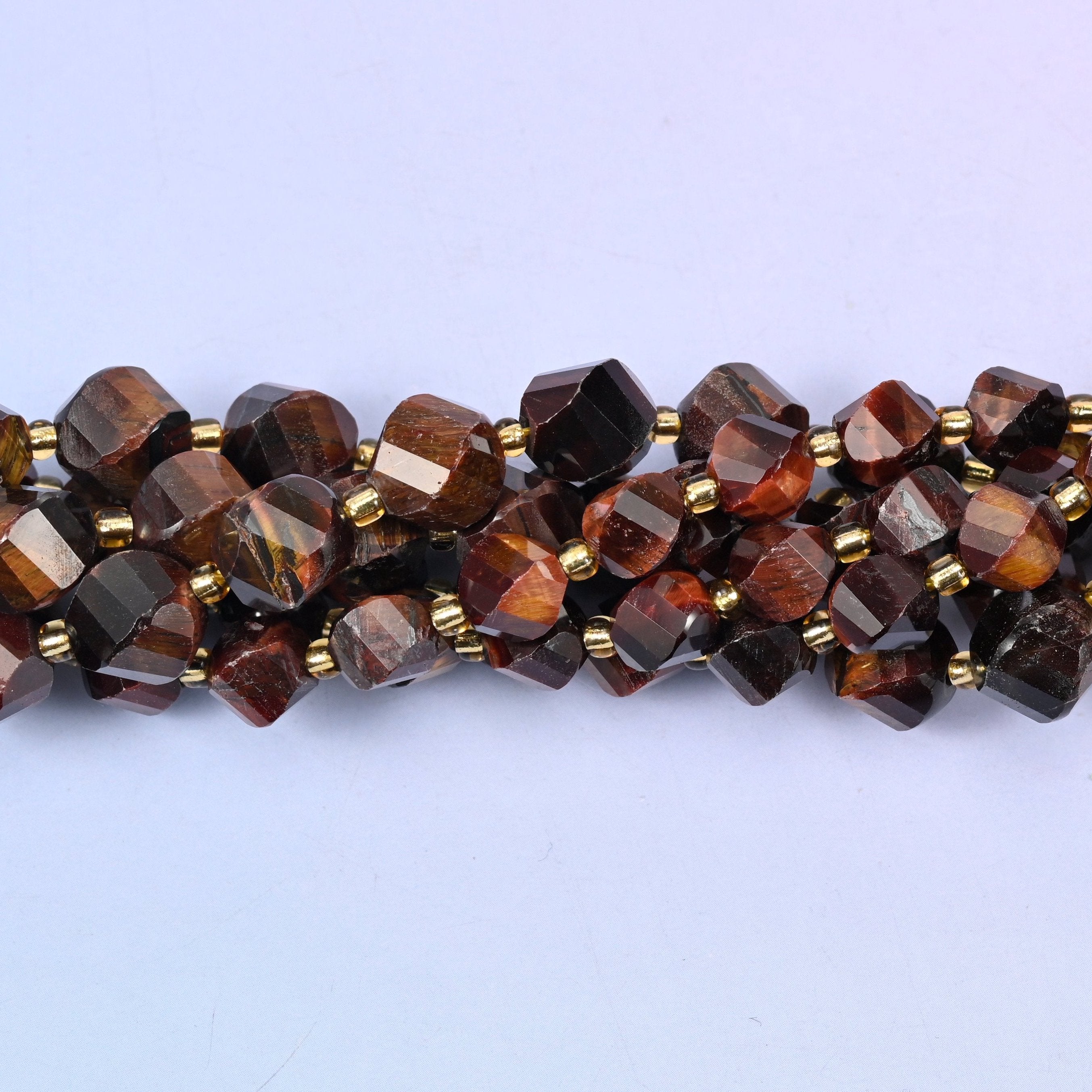 Red Tiger Eye Faceted Spiral Twist Beads, 8mm approximately 38 beads / 10mm approximately 31 beads