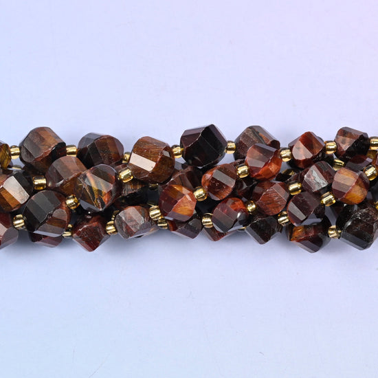 Red Tiger Eye Faceted Spiral Twist Beads, 8mm approximately 38 beads / 10mm approximately 31 beads
