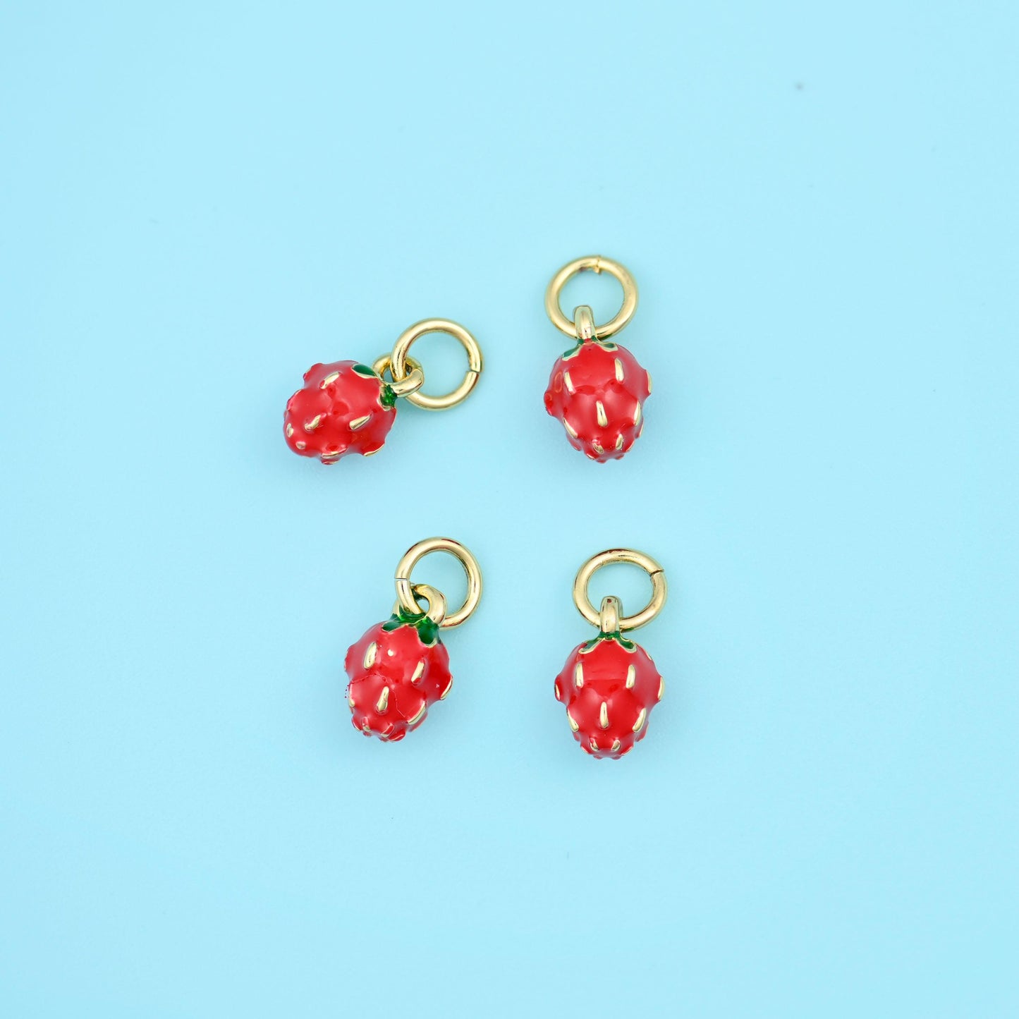 18K Gold Filled Tiny Strawberry Charm 8.57x5.20mm, sold per piece