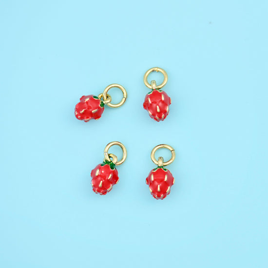 18K Gold Filled Tiny Strawberry Charm 8.57x5.20mm, sold per piece