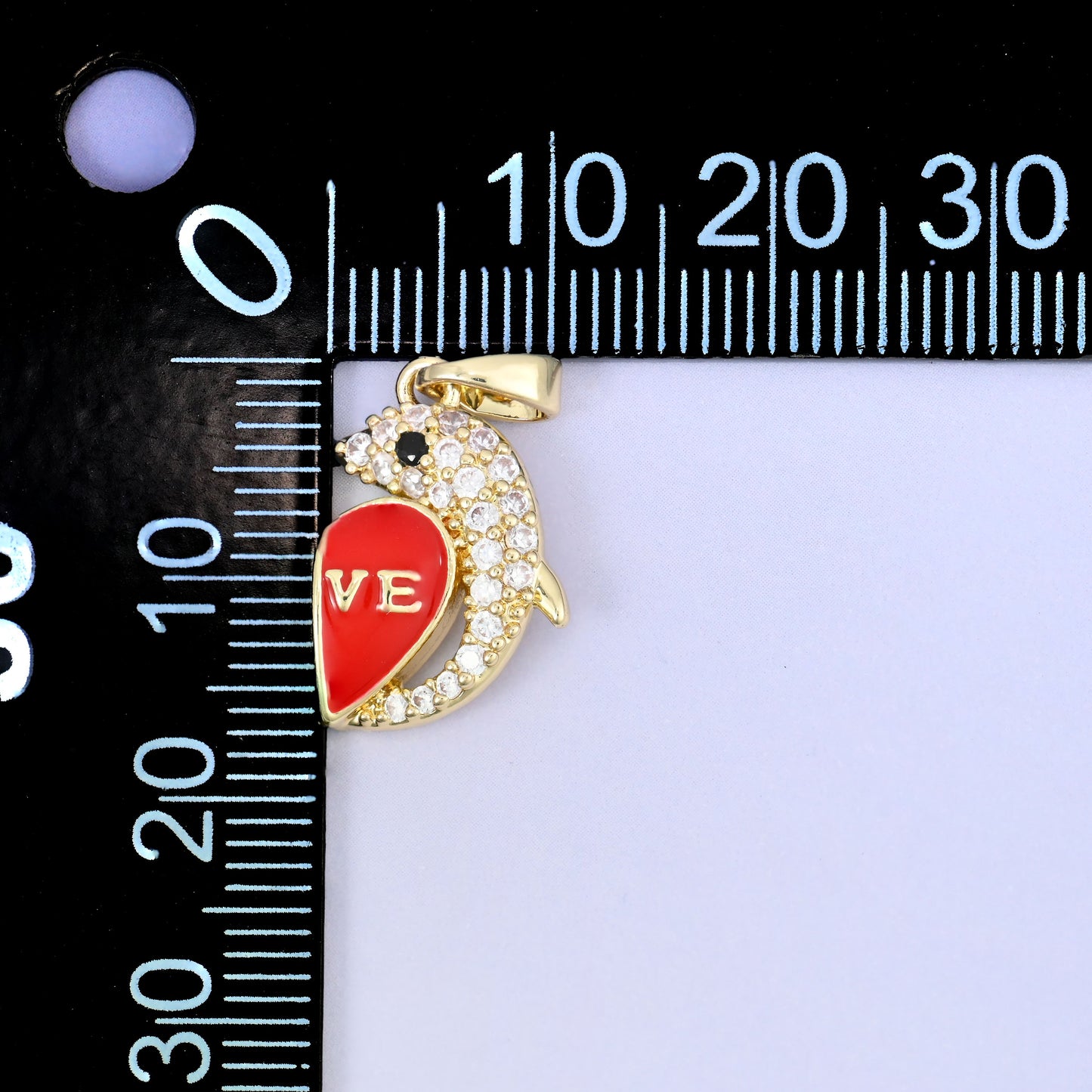 Magnetic Enamel Dolphin Love Zircon Pendants: 18K Gold Plated, Jewelry Making Supply