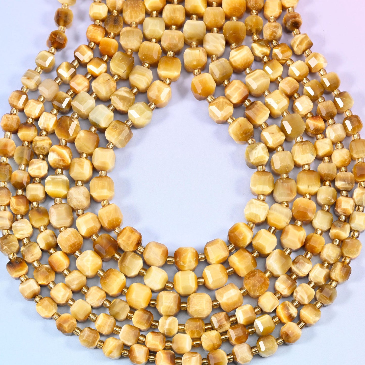 Gold Tiger Eye Faceted Cube Beads, approximately 1.2mm hole